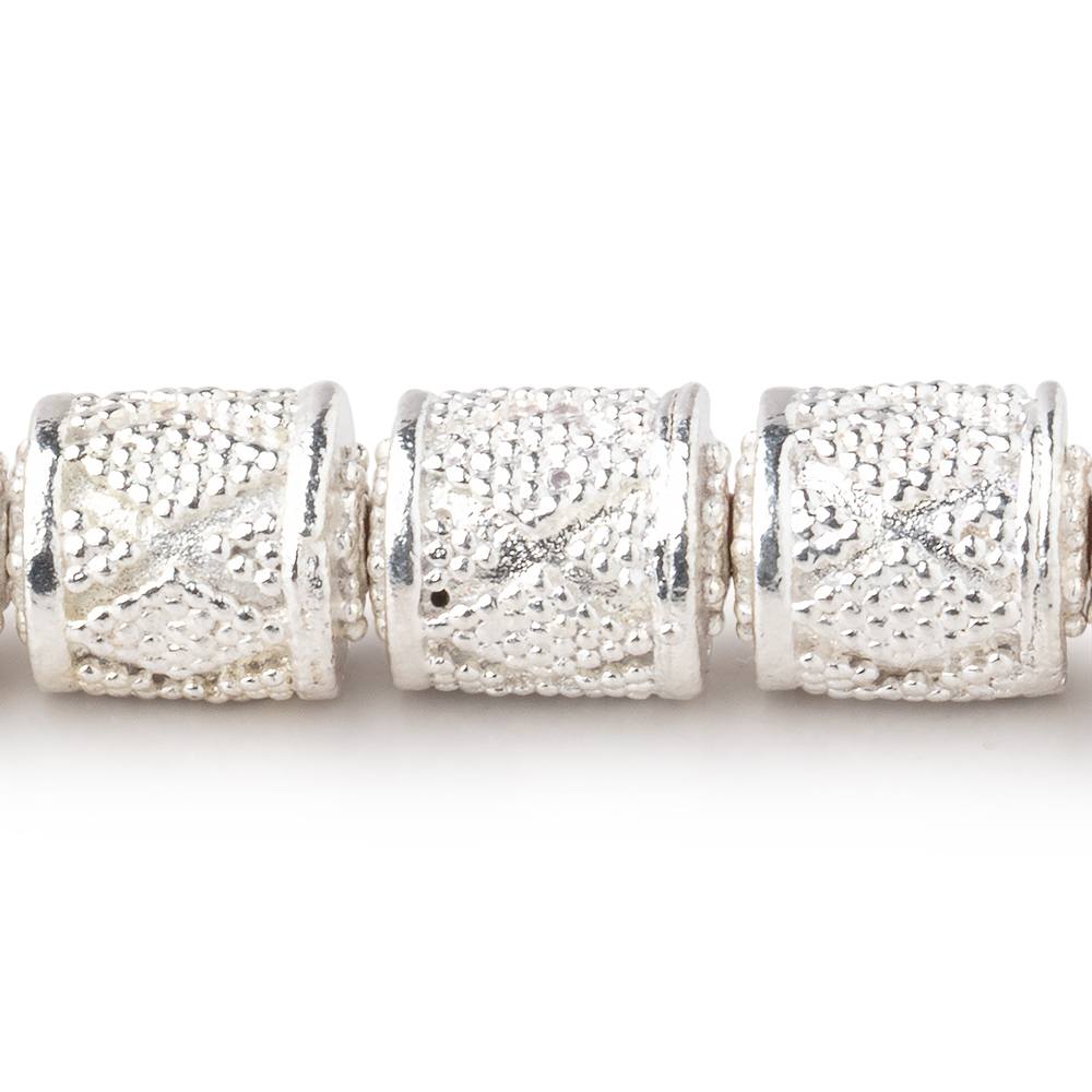 10x9mm Miligrain Diamond Design Tube Beads 7.5 inch 18 pieces