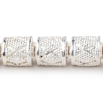 10x9mm Miligrain Diamond Design Tube Beads 7.5 inch 18 pieces