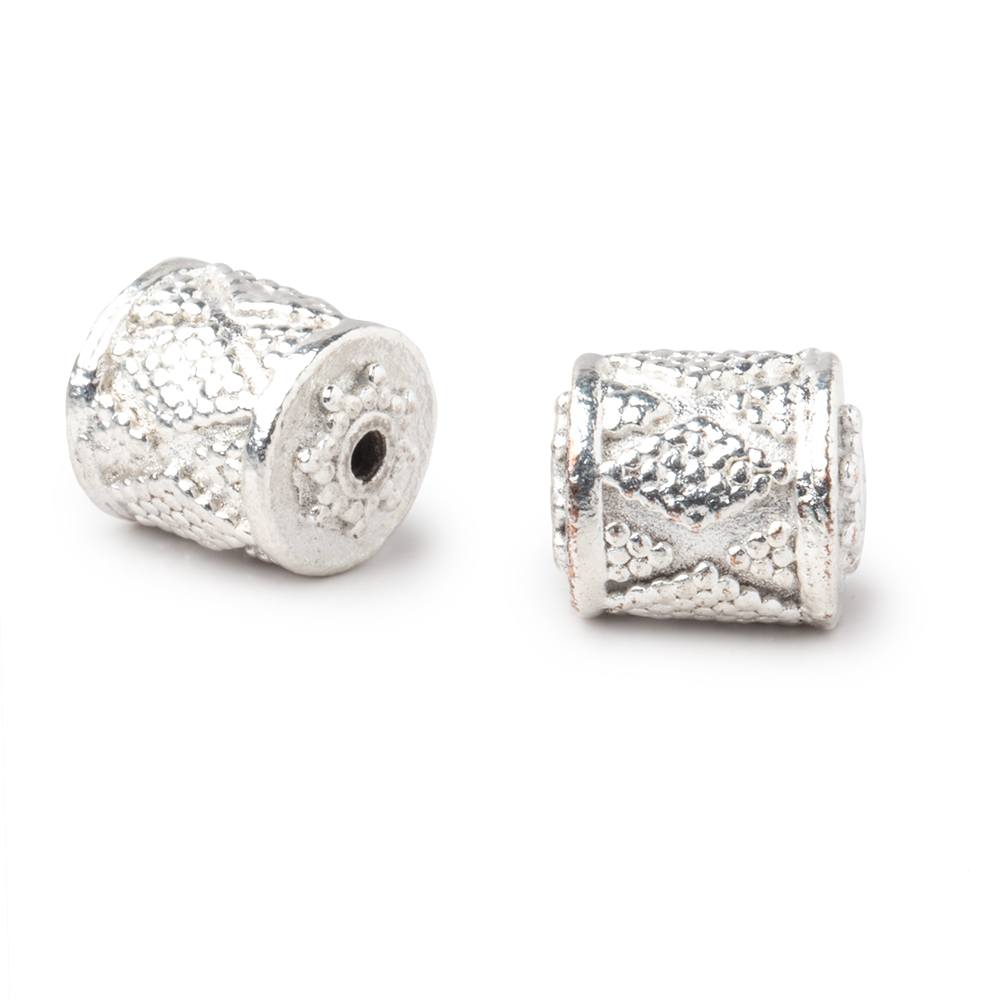 10x9mm Silver Plated Copper Miligrain Tube Set of 2 Beads