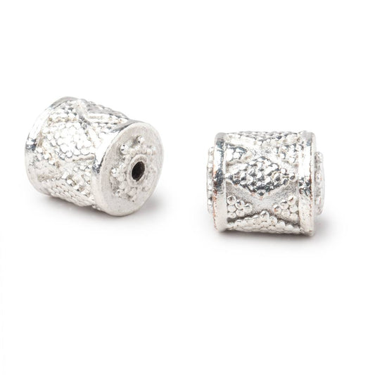 10x9mm Silver Plated Copper Miligrain Tube Set of 2 Beads