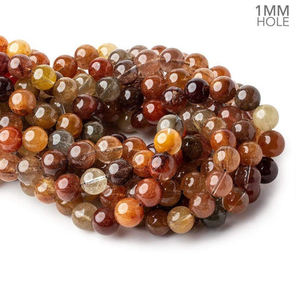 11-11.5mm Multi Rutilated Quartz plain round large hole beads 15.5 inch 34 pieces AA