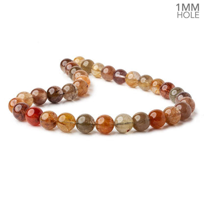 11-11.5mm Multi Rutilated Quartz plain round large hole beads 15.5 inch 34 pieces AA