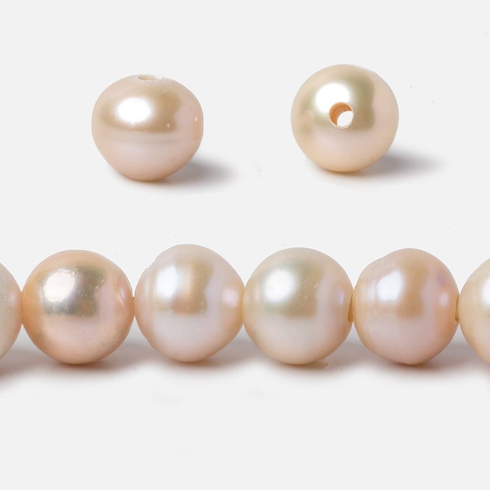 11-11.5mm Peach Ringed Baroque Large Hole pearls 8 inch 19 pieces