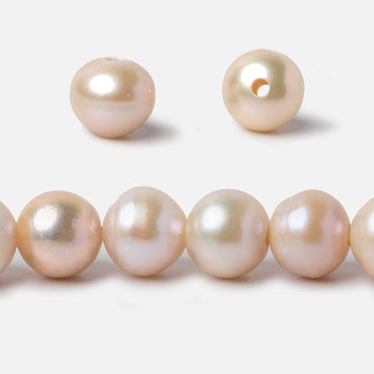 11-11.5mm Peach Ringed Baroque Large Hole pearls 8 inch 19 pieces