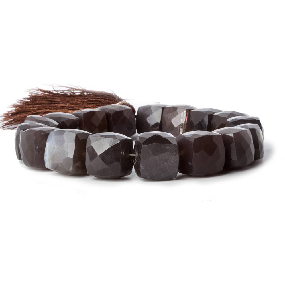 9-11.5mm Chocolate Moonstone faceted cube beads 8 inch 19 pieces