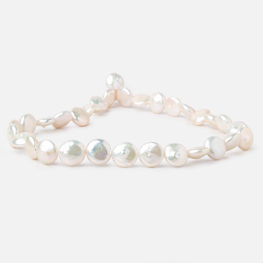 11-12mm Creamy White Coin Freshwater Pearls 15.5 inch 33 Beads AAA