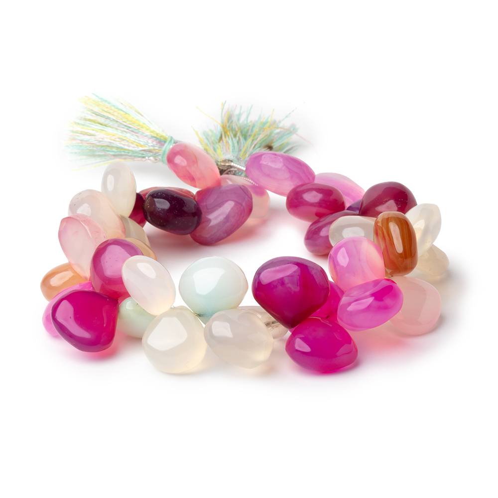 11-12mm Multi Color Chalcedony Plain Heart Beads 7.25 inch 39 pieces