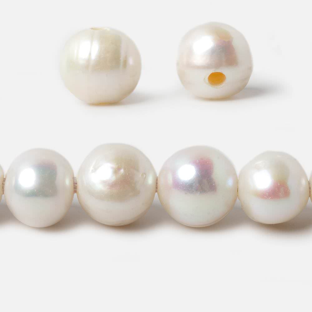 11-12mm Off White Baroque Large Hole Freshwater Pearl 8 inch 18 pieces A Grade