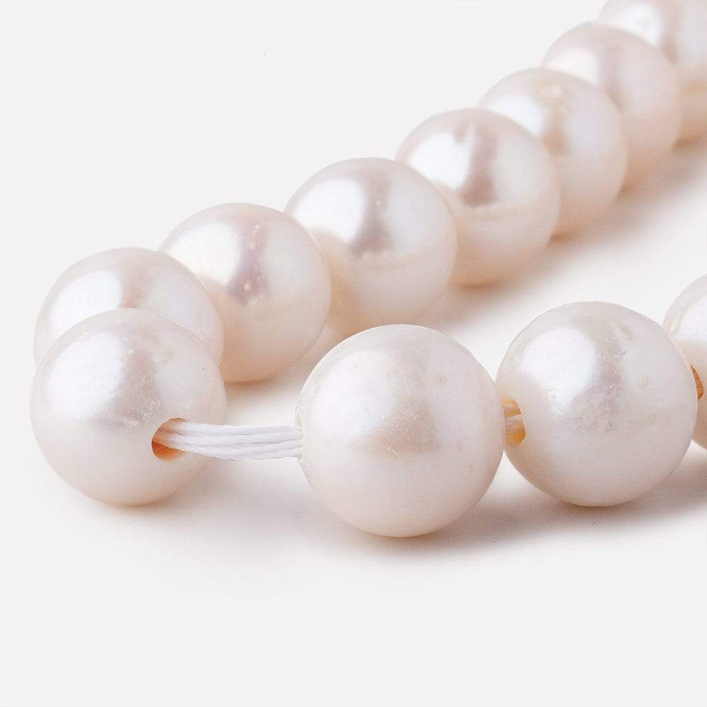 11-12mm Off White Off Round Large Hole pearls 8 inch 17 pieces AA