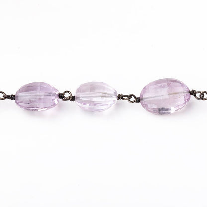 11-12mm Pink Amethyst Faceted Oval Beads on Black Gold over .925 Silver Chain