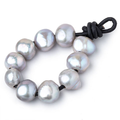 11-12mm Silver Lilac Large Hole Baroque Pearls Set of 10
