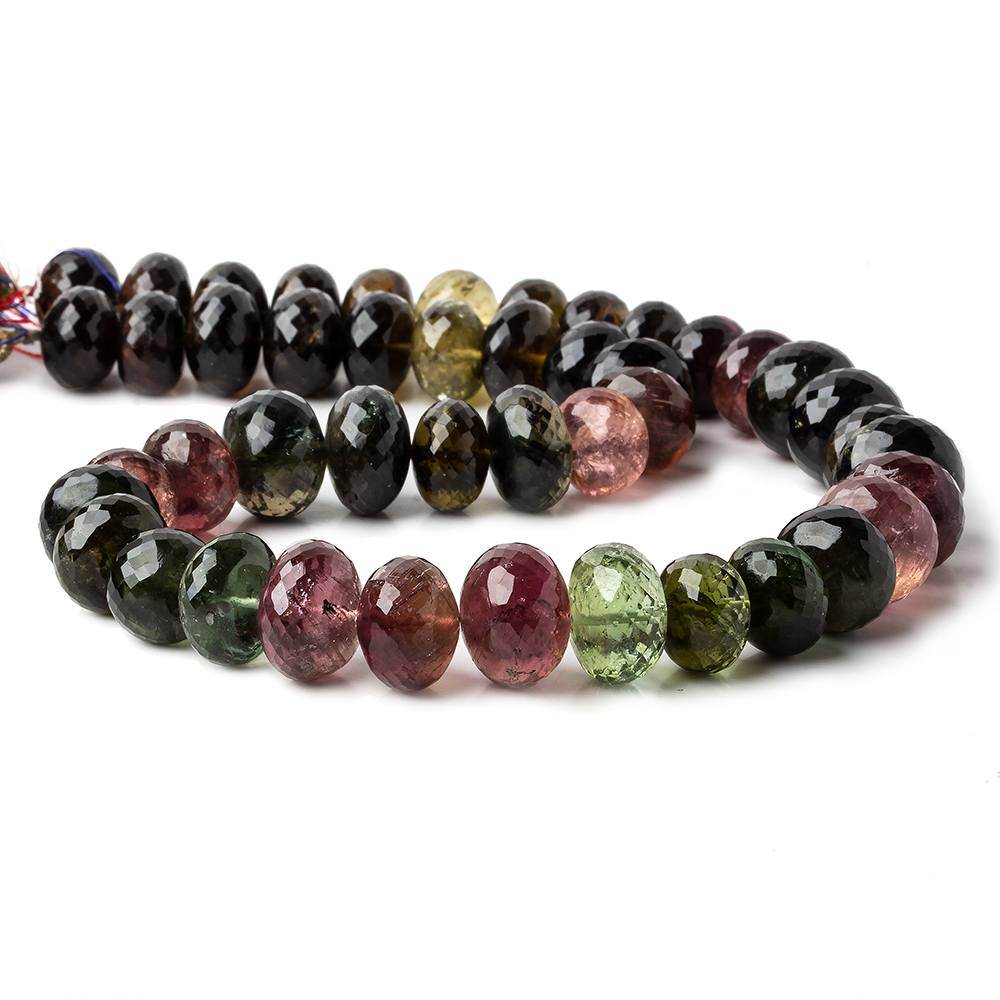 11-13.5mm Multi Color Tourmaline Faceted Rondelle Beads AAA Grade 45 pcs