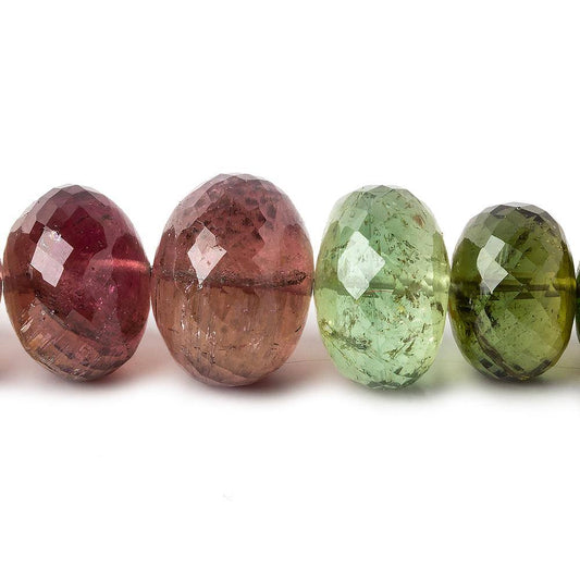 11-13.5mm Multi Color Tourmaline Faceted Rondelle Beads AAA Grade 45 pcs
