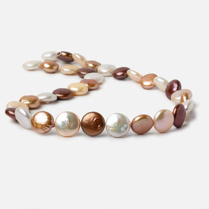 11-13.5mm Tri-Color Coin Freshwater Pearls 15.5 inch 32 pieces A Quality