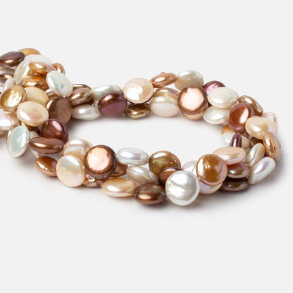 11-13.5mm Tri-Color Coin Freshwater Pearls 15.5 inch 32 pieces A Quality