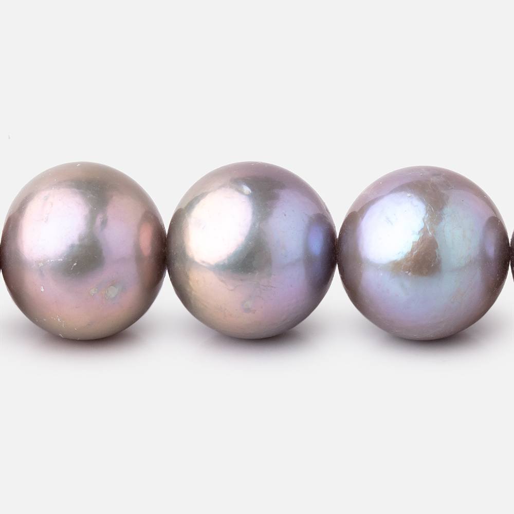 11-13.5mm Violet Silver Near Round Freshwater Pearls 16 inch 33 Beads AA