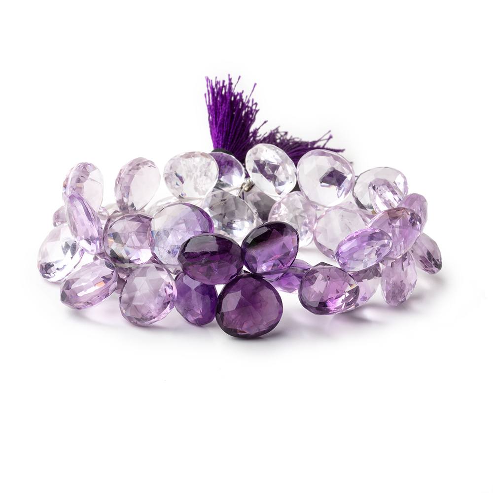 12mm Shaded Amethyst Faceted Heart Beads 8 inch 40 pieces
