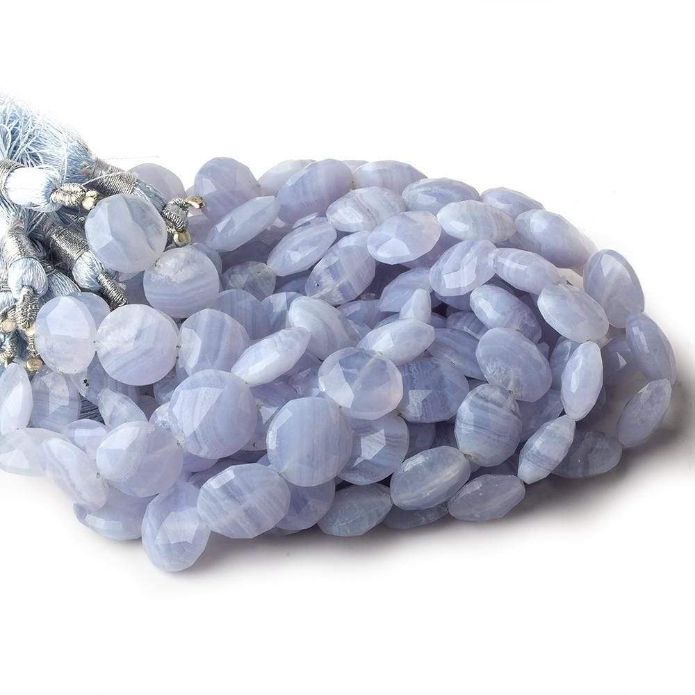 11-13mm Blue Lace Agate faceted coins 7.5 inch 15 beads A