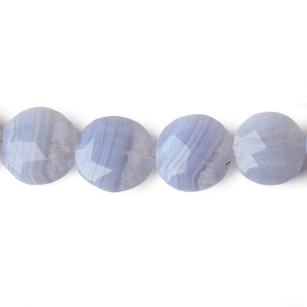 11-13mm Blue Lace Agate faceted coins 7.5 inch 15 beads A