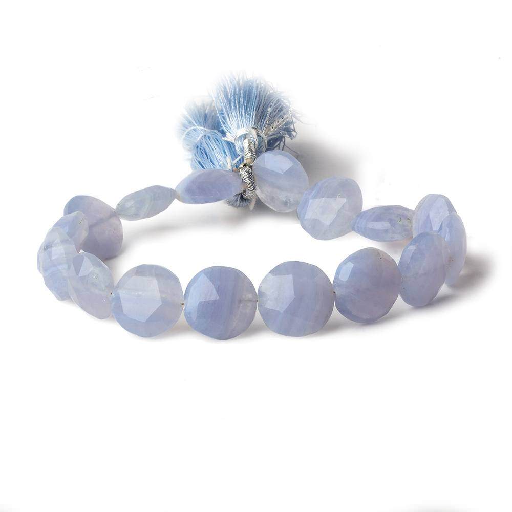 11-13mm Blue Lace Agate faceted coins 7.5 inch 15 beads A