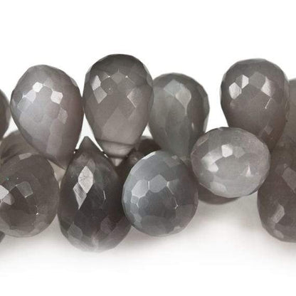8x11-9x13mm Platinum Gray Moonstone Faceted Tear Drop Beads 8 inch 59 pieces