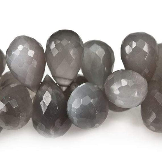 8x11-9x13mm Platinum Gray Moonstone Faceted Tear Drop Beads 8 inch 59 pieces