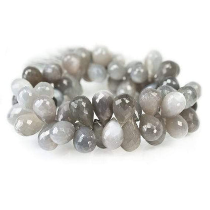 8x11-9x13mm Platinum Gray Moonstone Faceted Tear Drop Beads 8 inch 59 pieces