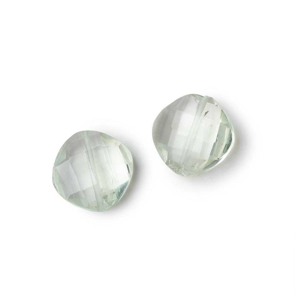11-13mm Prasiolite Faceted Pillow Set of 2 Focal Beads