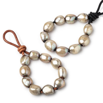 11-13mm Sage Green Large Hole Baroque Pearls Set of 10