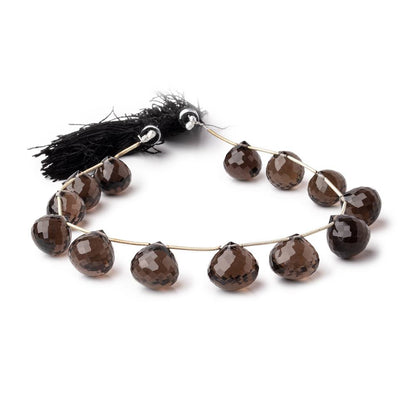 11-13mm Smoky Quartz Faceted Candy Kiss Beads 8 inch 13 pieces
