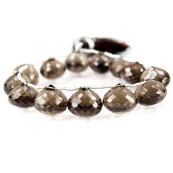 11-13mm Smoky Quartz Faceted Candy Kiss Beads 8 inch 15 beads