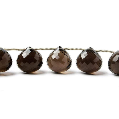 11-13mm Smoky Quartz Faceted Candy Kiss Beads 8 inch 15 beads