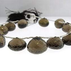 11-13mm Smoky Quartz Faceted Candy Kiss Beads 8 inch 15 beads