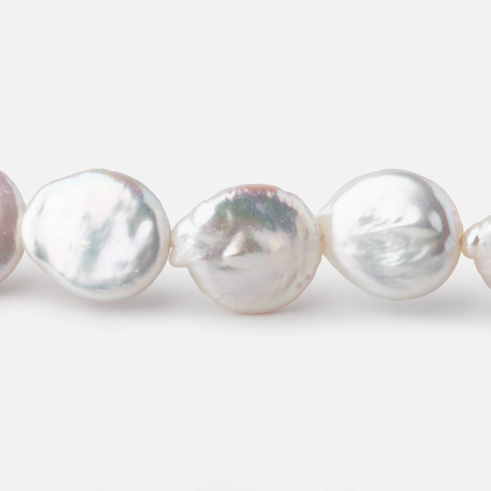 11-13mm White Coin Freshwater Pearls 15.5 inch 22 pieces