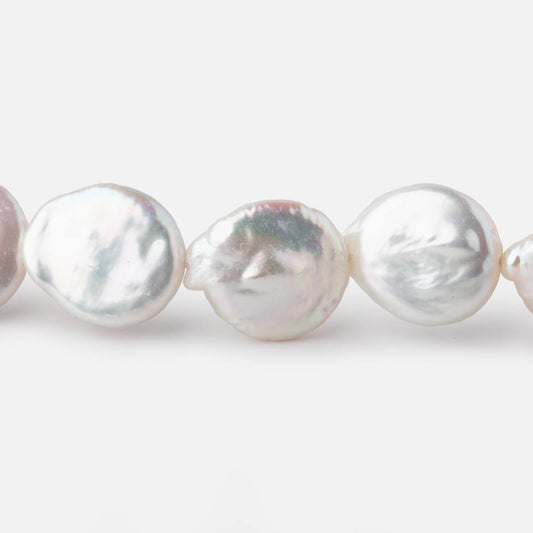 11-13mm White Coin Freshwater Pearls 15.5 inch 22 pieces