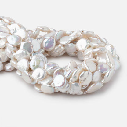 11-13mm White Coin Freshwater Pearls 15.5 inch 22 pieces