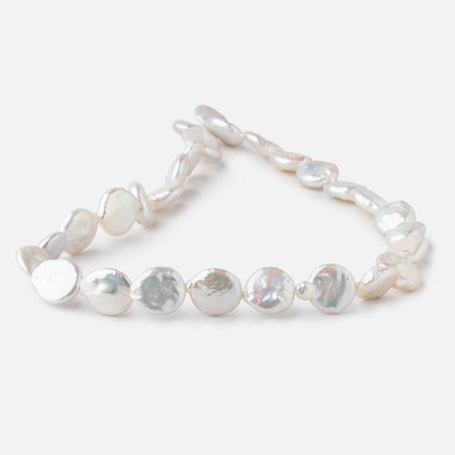11-13mm White Coin Freshwater Pearls 15.5 inch 22 pieces
