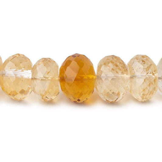 11-14.5mm Citrine Faceted Rondelle Beads 16 inch 53 pieces