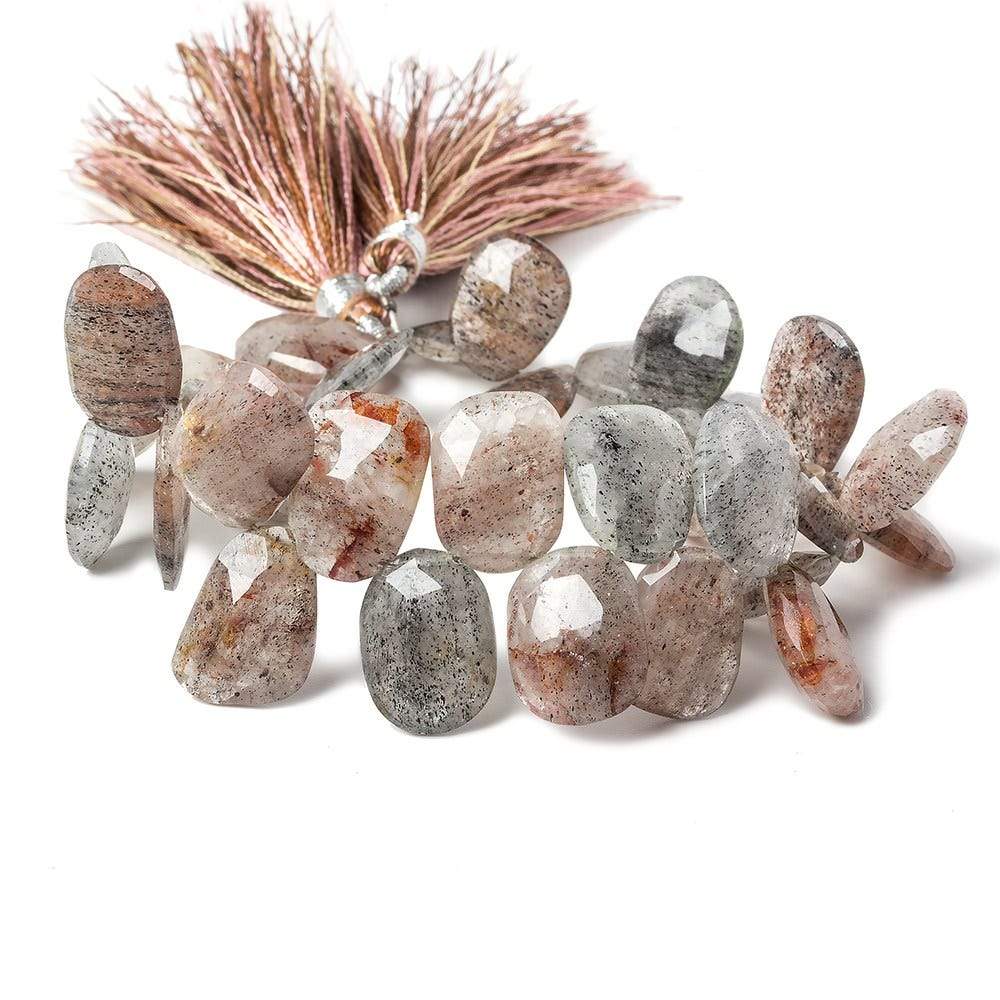 11 - 14mm Moss Quartz Faceted Freeshape Beads 8 inch 32 pieces