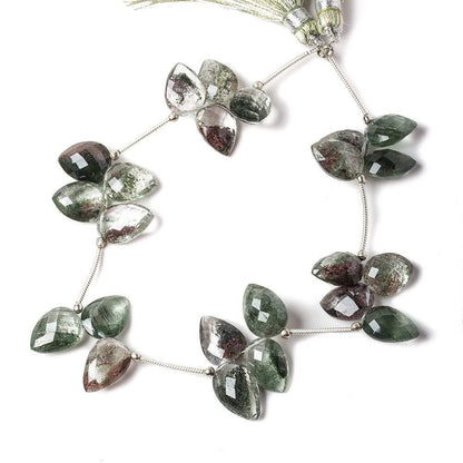 11-14mm Moss Quartz Faceted Pear Shoulder Drilled 7.5 inch 23 pieces