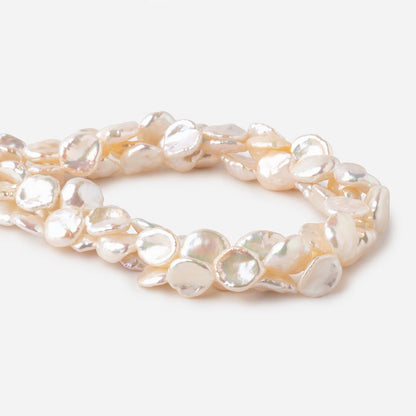 11-14mm Pale Peach Straight Drilled Keshi Freshwater Pearls 16 inch 32 pieces