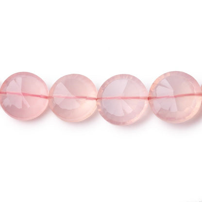 11-14mm Rose Quartz Brilliant Faceted Coin Beads 8 inch 17 pieces