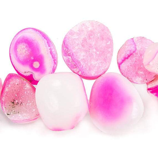 11 - 15mm Hibiscus Pink Agate Petite Drusy Free Form Beads 27 pieces
