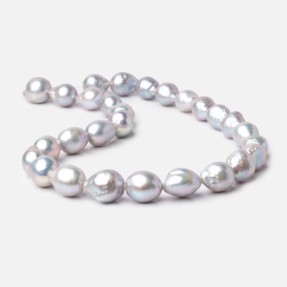 11-15mm Silver Ultra Baroque Freshwater Pearls 15.5 inch 25 Beads AA