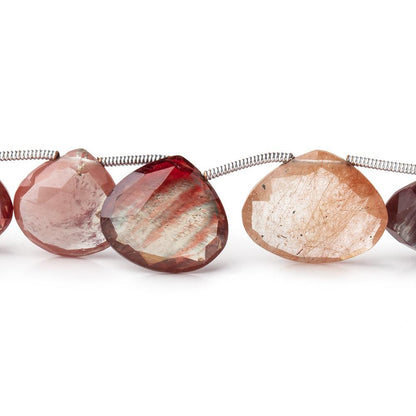 11-16mm Andesine Faceted Heart Beads 8 inch 15 pieces