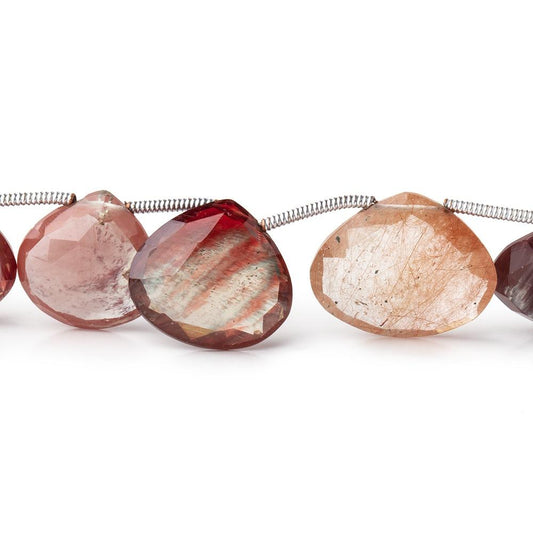 11-16mm Andesine Faceted Heart Beads 8 inch 15 pieces