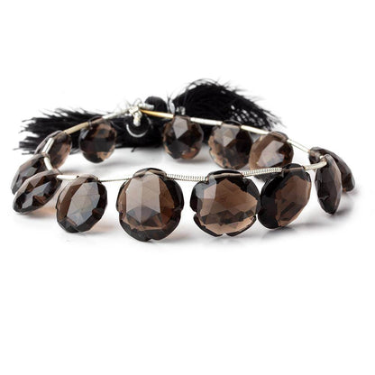 11-16mm Smoky Quartz Faceted Flower Beads 8 inch 13 pieces