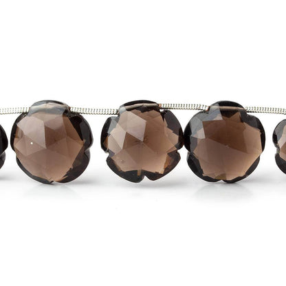 11-16mm Smoky Quartz Faceted Flower Beads 8 inch 13 pieces