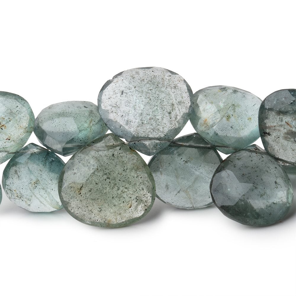 11-17mm Moss Aquamarine Faceted Heart Beads 9 inch 39 pieces