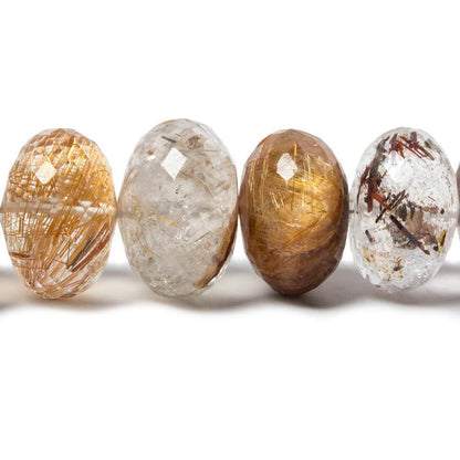 11-17mm Rutilated Quartz Faceted Rondelle Beads 16 inch 44 pieces